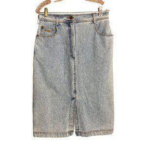 Vintage Bogner Jeans Denim Skirt Knee Length Pencil Blue Size 30